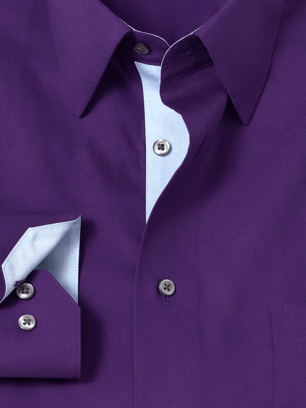 Alternate Image of Non-iron Cotton Solid Dress Shirt With Contrast Trim-5