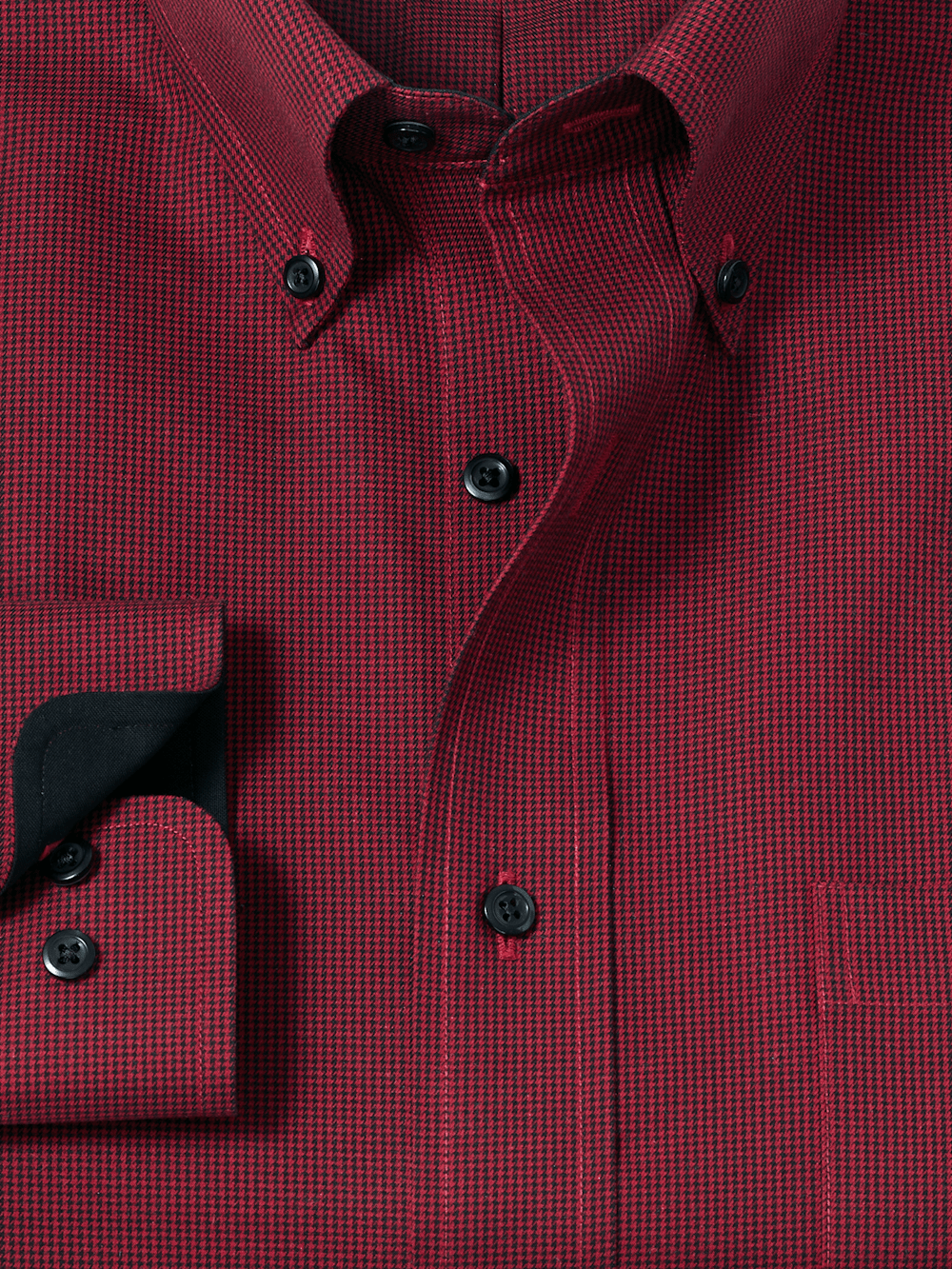 Alternate Image of Non-iron Cotton Houndstooth Dress Shirt With Contrast Trim-5