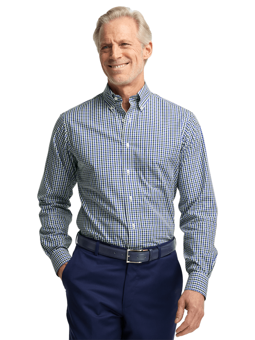 Alternate Image of Non-iron Cotton Gingham Dress Shirt With Contrast Trim-1