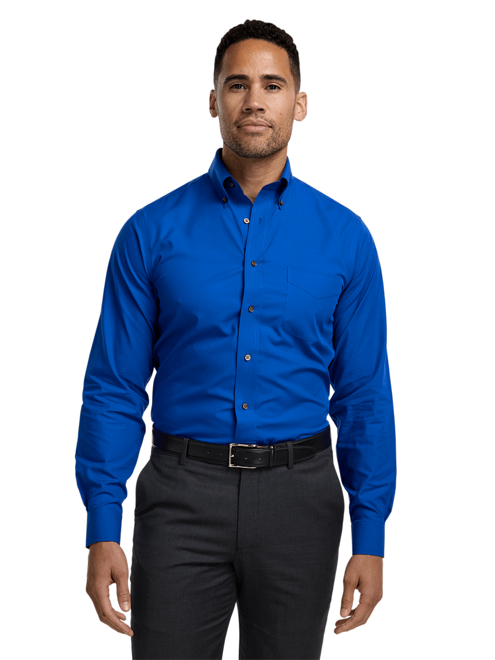 Alternate Image of Non-iron Cotton Solid Dress Shirt With Contrast Trim-1