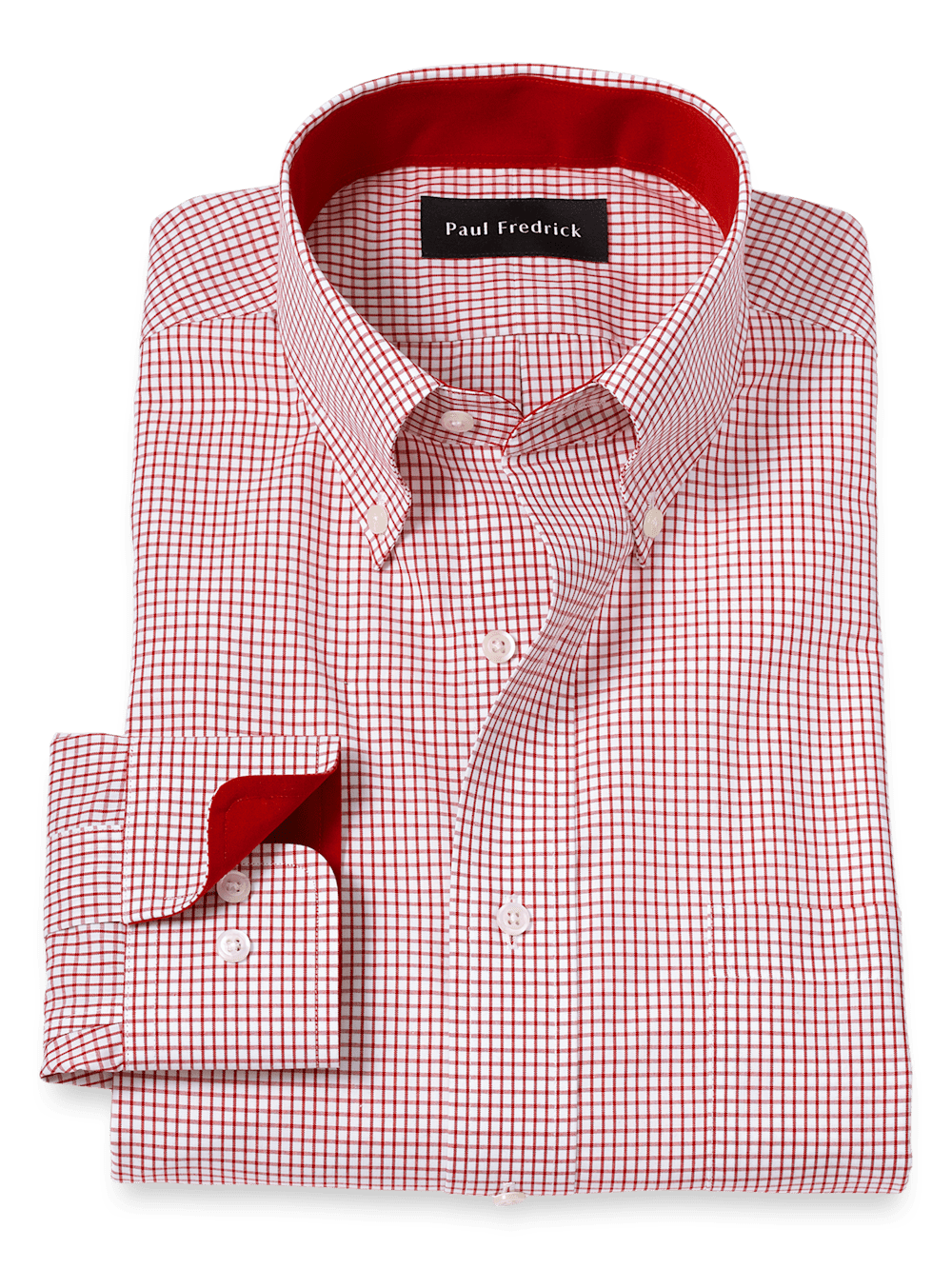 Product Image of Non-iron Cotton Check Dress Shirt With Contrast Trim-1