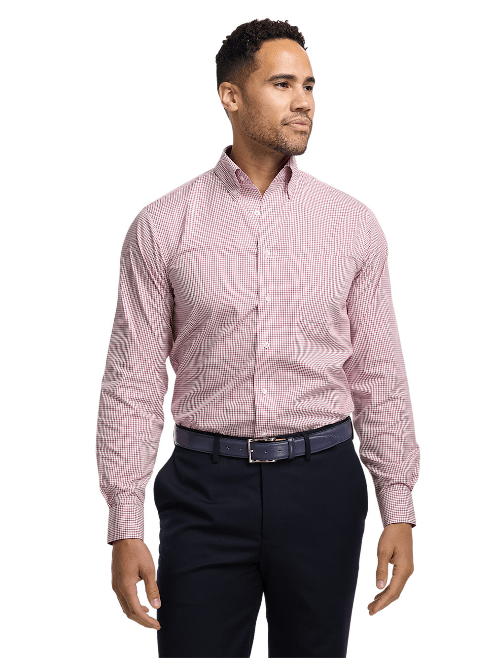 Alternate Image of Non-iron Cotton Check Dress Shirt With Contrast Trim-1