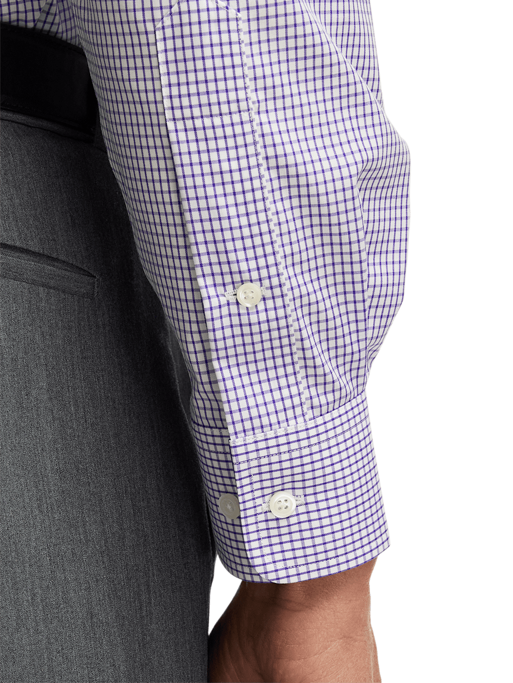 Alternate Image of Non-iron Cotton Check Dress Shirt With Contrast Trim-3