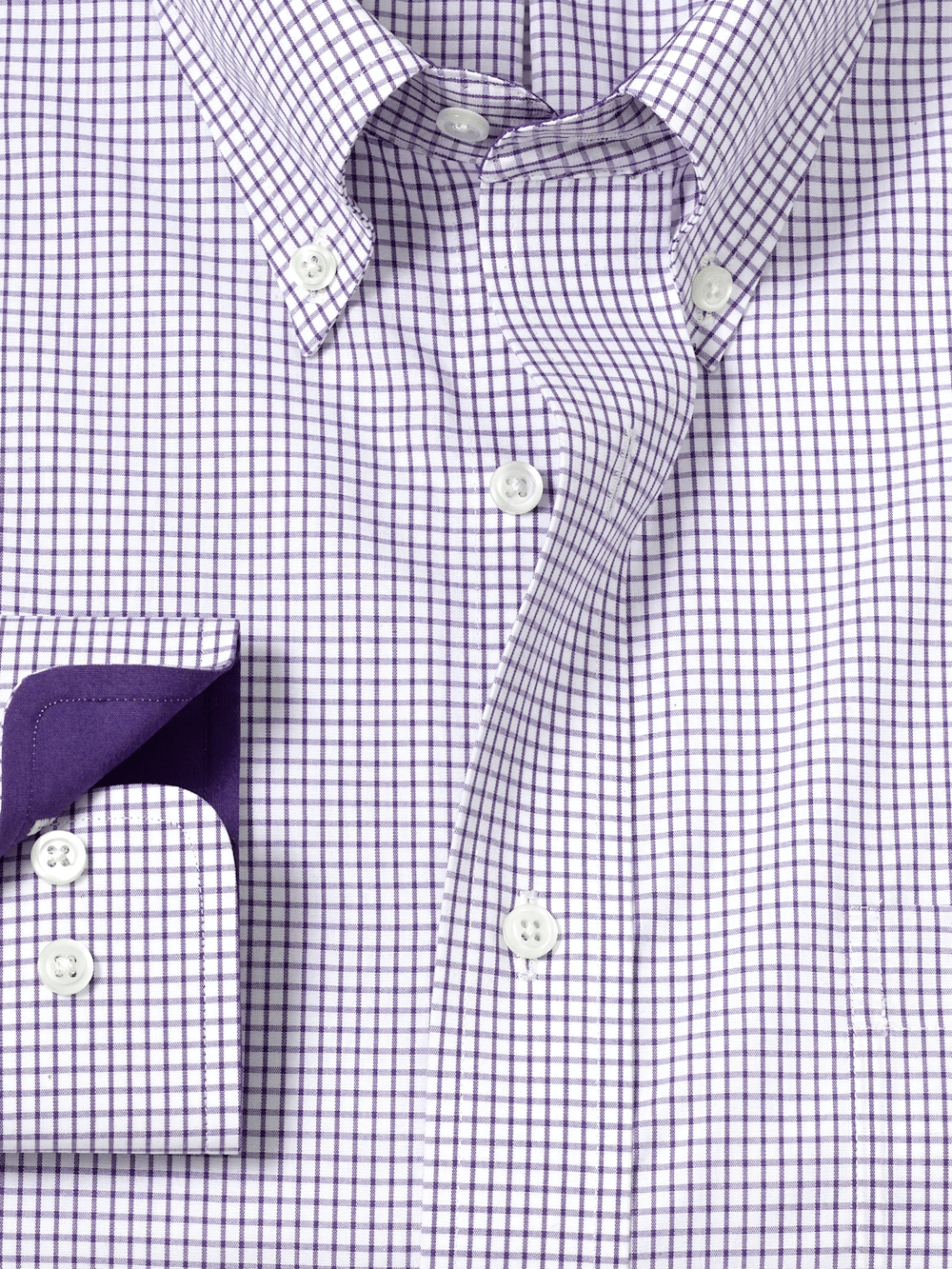 Alternate Image of Non-iron Cotton Check Dress Shirt With Contrast Trim-5