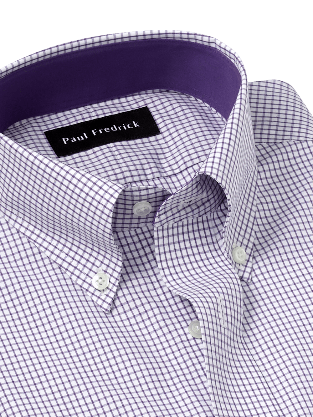 Alternate Image of Non-iron Cotton Check Dress Shirt With Contrast Trim-6