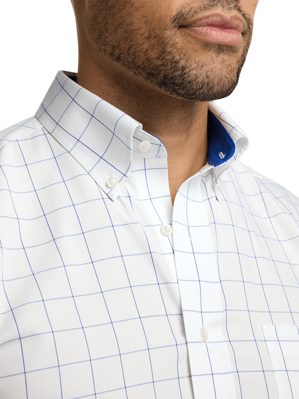 Alternate Image of Non-iron Cotton Windowpane Dress Shirt With Contrast Trim-2