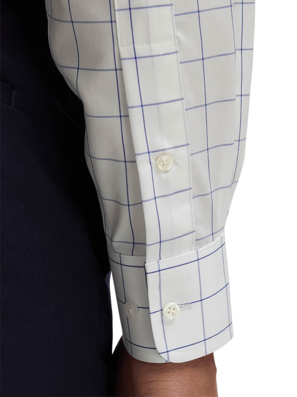 Alternate Image of Non-iron Cotton Windowpane Dress Shirt With Contrast Trim-3