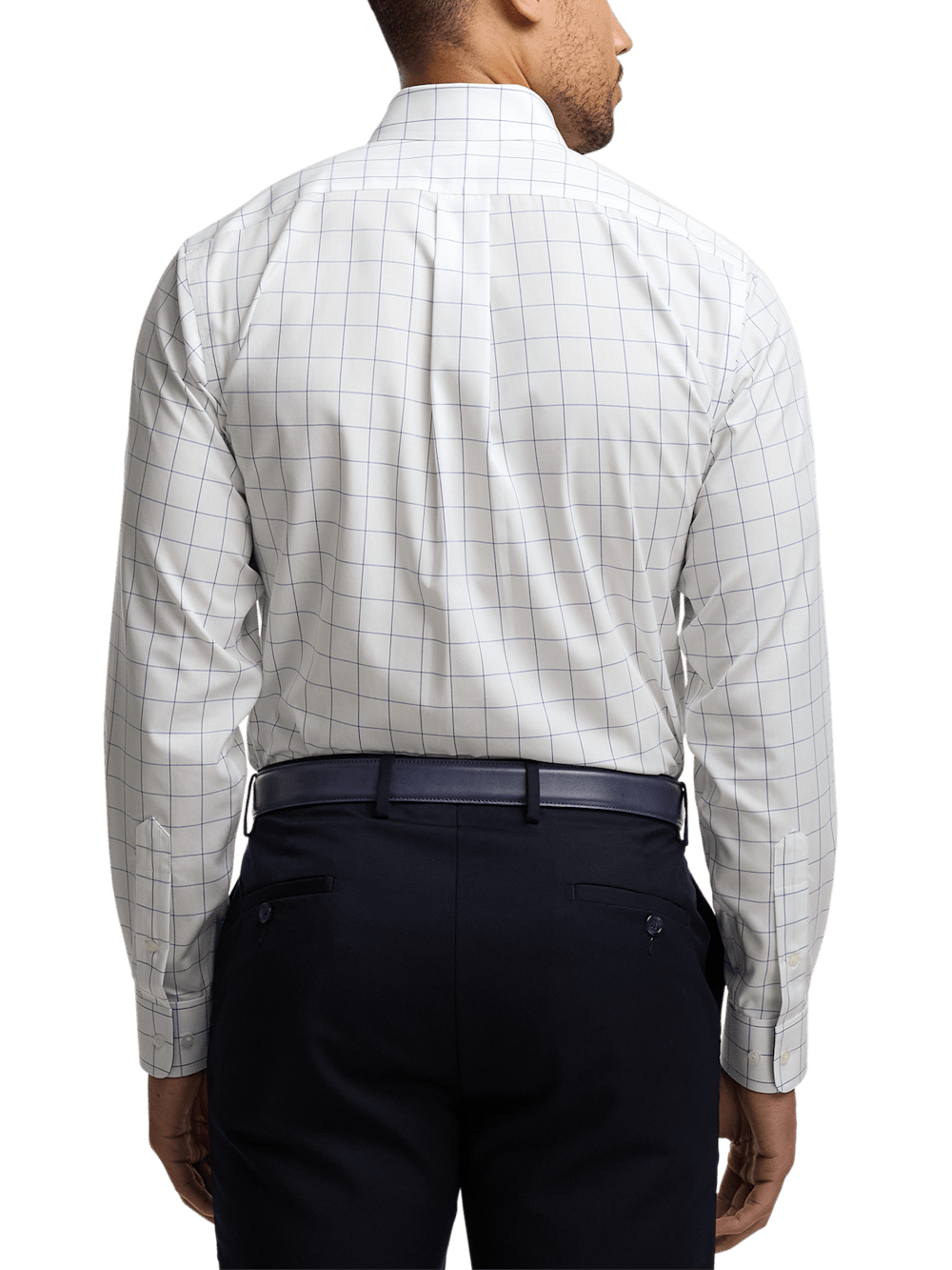 Alternate Image of Non-iron Cotton Windowpane Dress Shirt With Contrast Trim-4