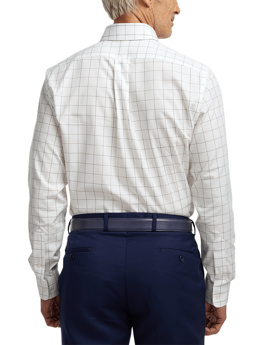 Alternate Image of Non-iron Cotton Windowpane Dress Shirt With Contrast Trim-4