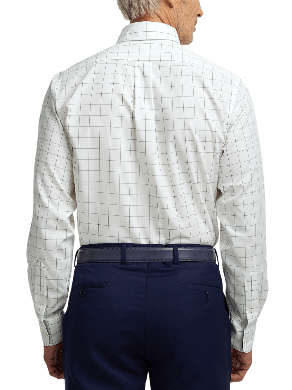 Alternate Image of Non-iron Cotton Windowpane Dress Shirt With Contrast Trim-4