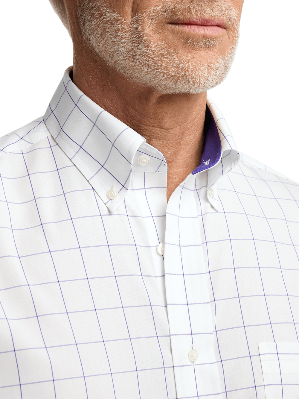 Alternate Image of Non-iron Cotton Windowpane Dress Shirt With Contrast Trim-2