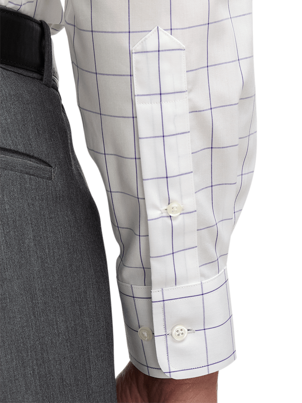 Alternate Image of Non-iron Cotton Windowpane Dress Shirt With Contrast Trim-3