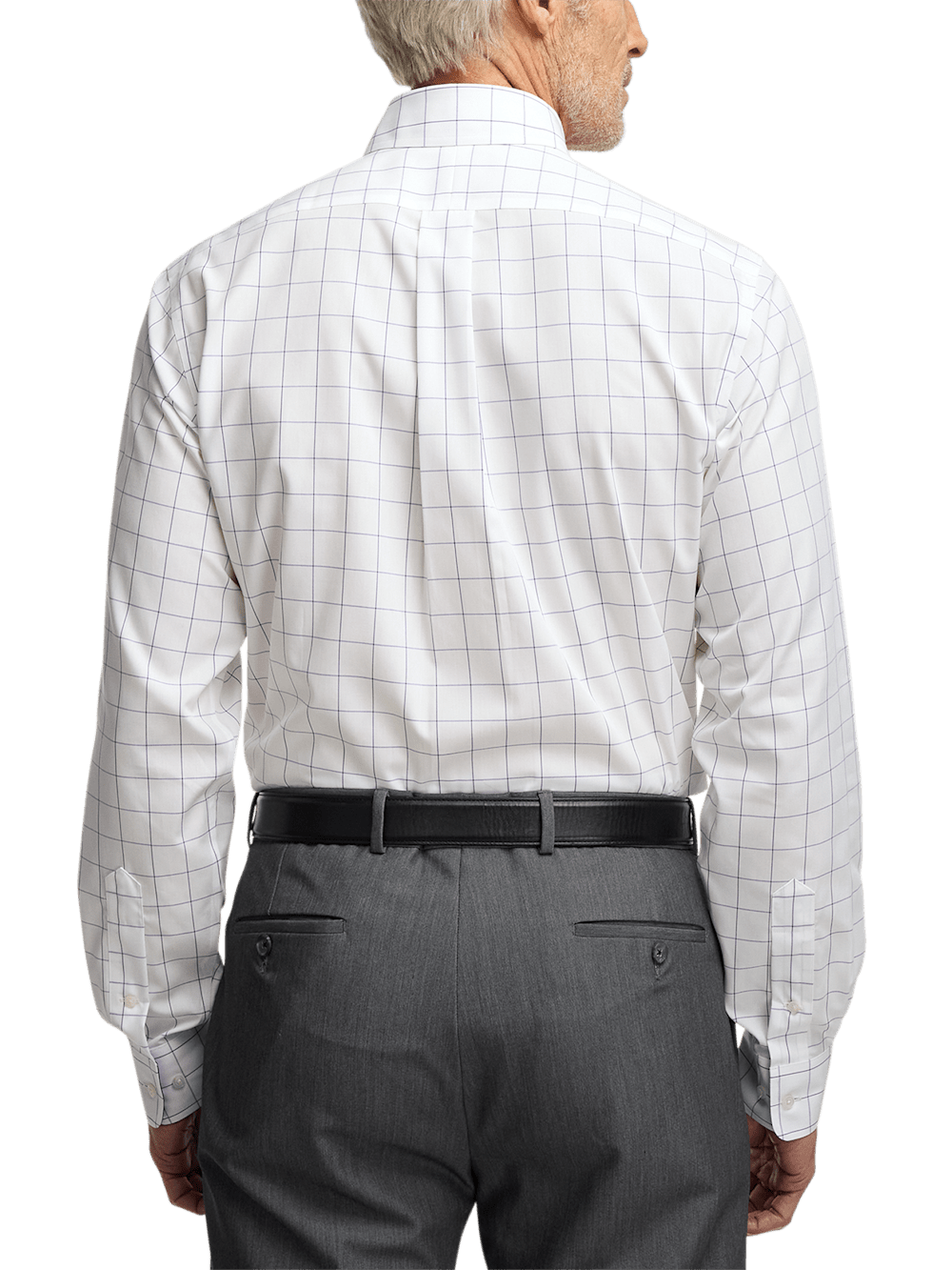 Alternate Image of Non-iron Cotton Windowpane Dress Shirt With Contrast Trim-4