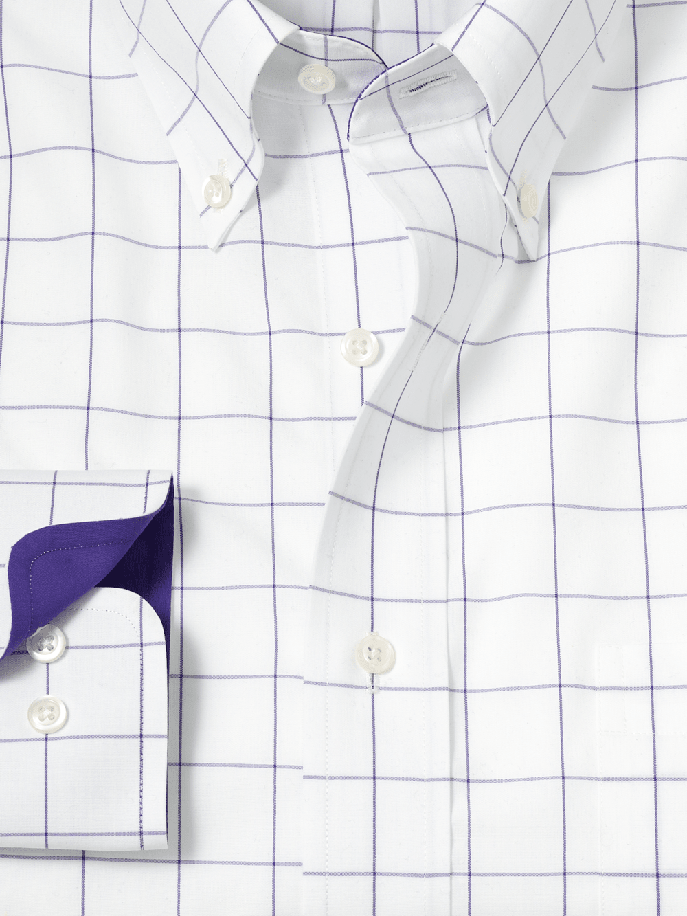 Alternate Image of Non-iron Cotton Windowpane Dress Shirt With Contrast Trim-5