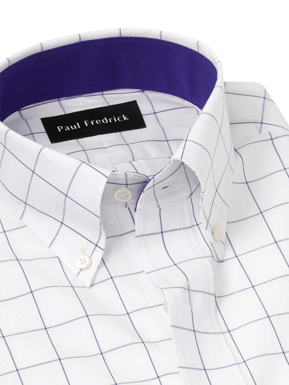 Alternate Image of Non-iron Cotton Windowpane Dress Shirt With Contrast Trim-6