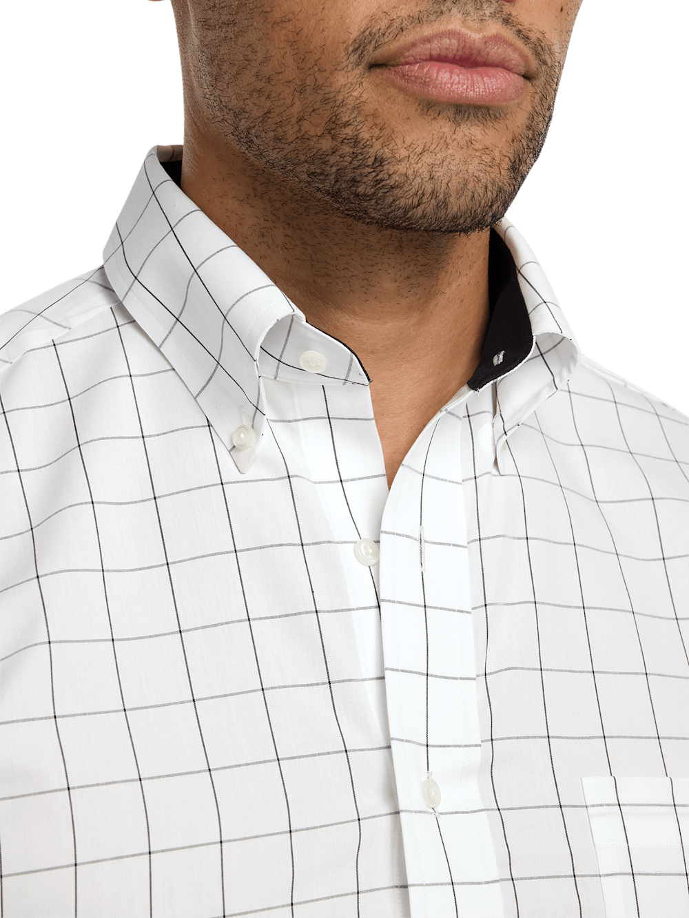 Alternate Image of Non-iron Cotton Windowpane Dress Shirt With Contrast Trim-2