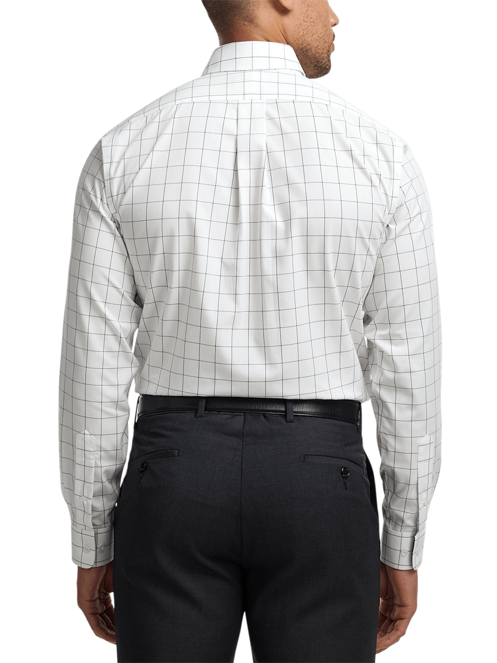 Alternate Image of Non-iron Cotton Windowpane Dress Shirt With Contrast Trim-4