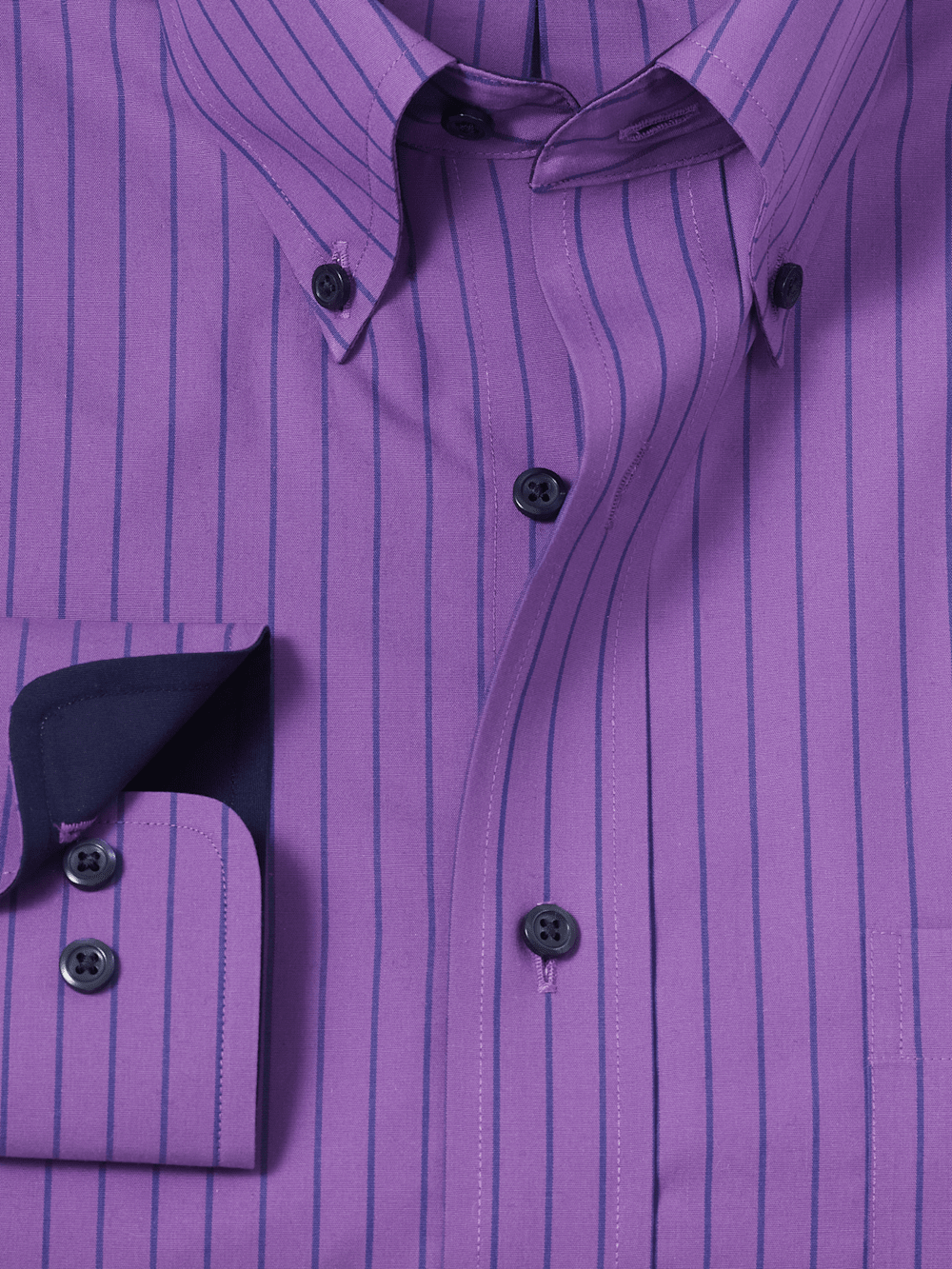 Alternate Image of Non-iron Cotton Stripe Dress Shirt With Contrast Trim-5