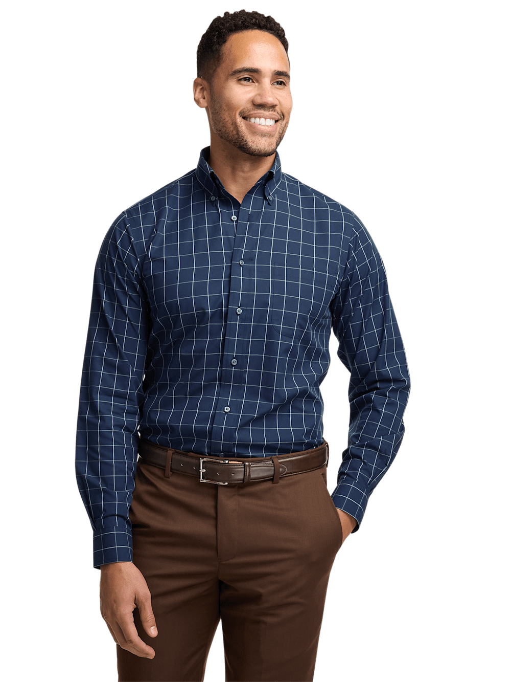 Alternate Image of Non-iron Cotton Windowpane Dress Shirt-1