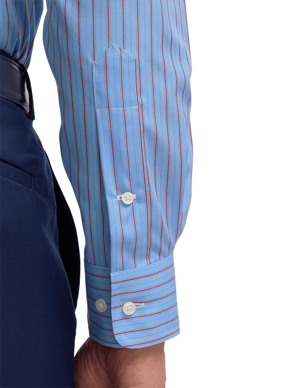 Alternate Image of Non-iron Cotton Stripe Dress Shirt With Contrast Trim-3