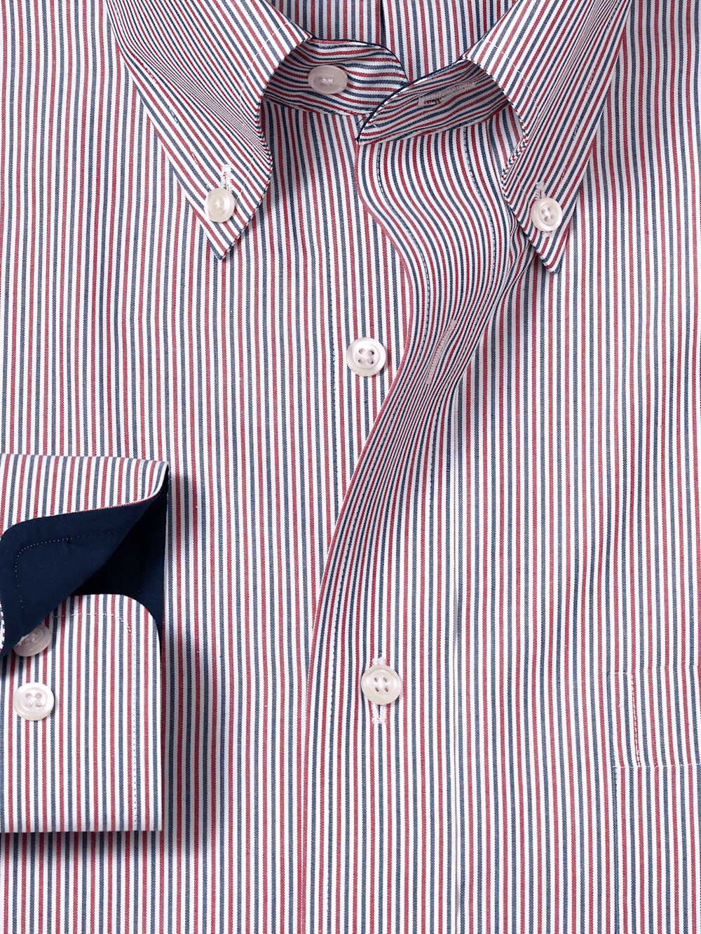 Alternate Image of Non-iron Cotton Stripe Dress Shirt With Contrast Trim-5