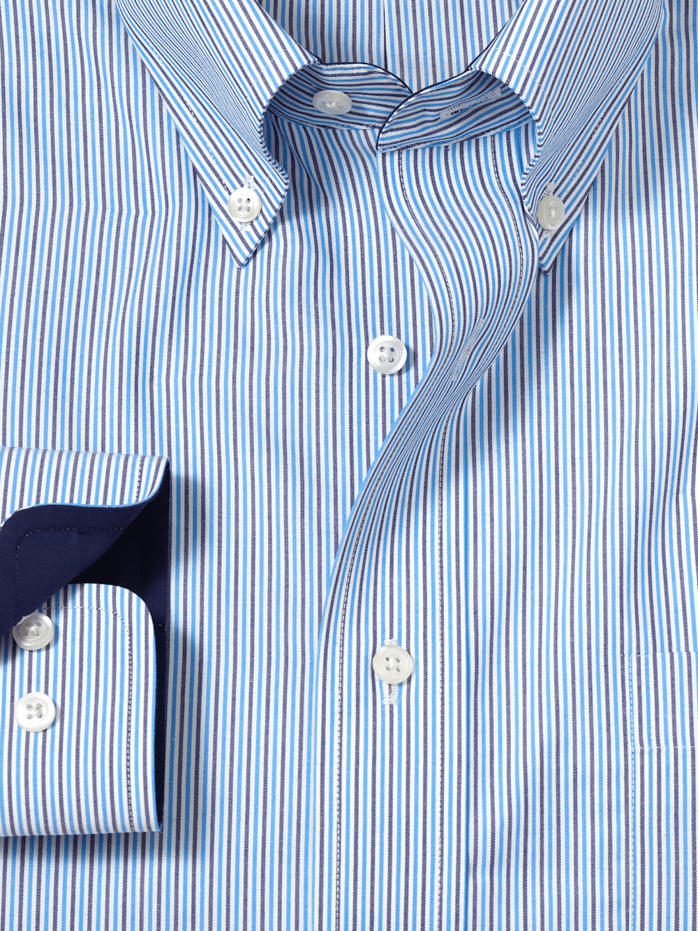 Alternate Image of Non-iron Cotton Stripe Dress Shirt With Contrast Trim-5