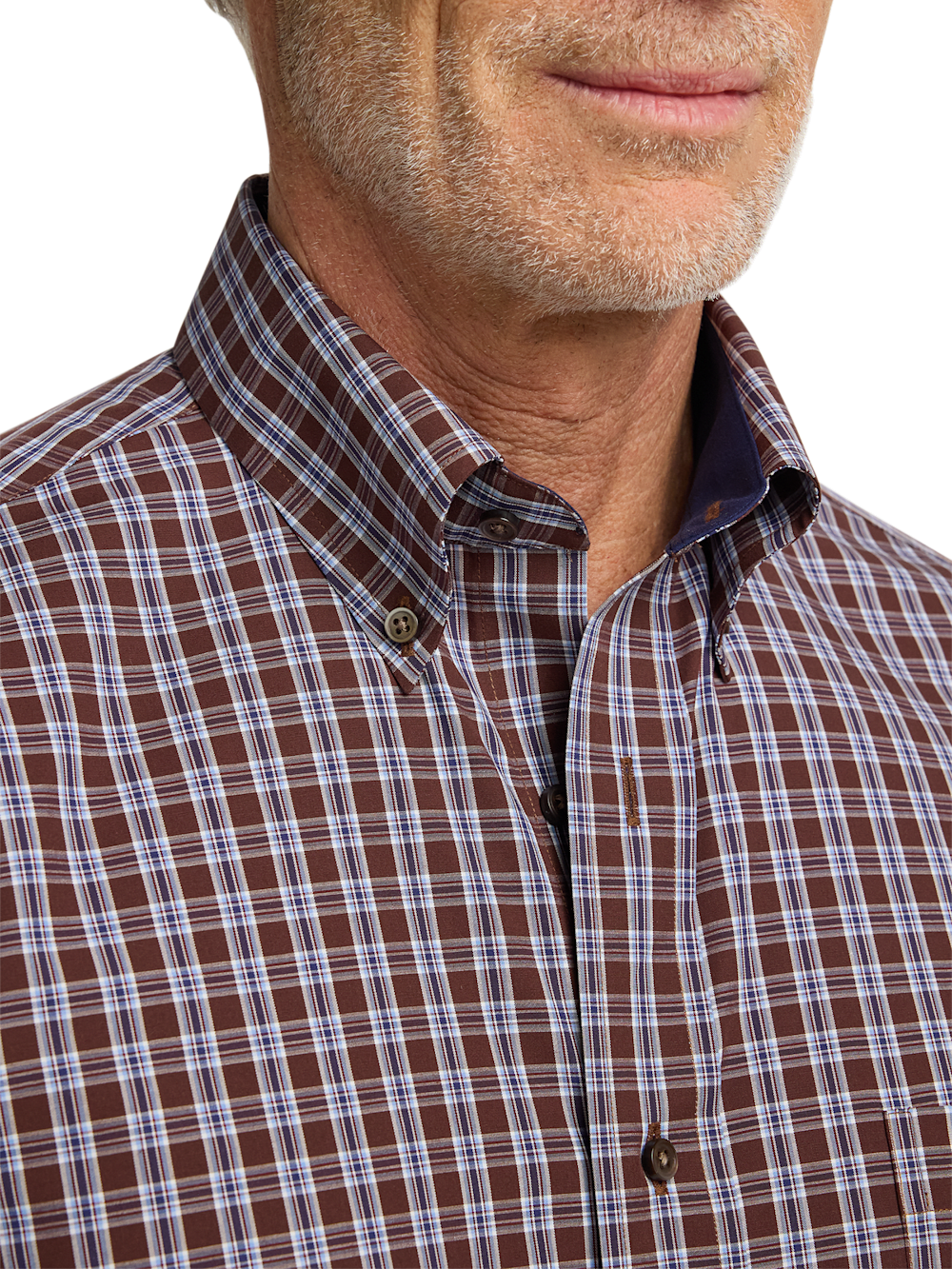 Alternate Image of Non-iron Cotton Plaid Dress Shirt With Contrast Trim-2