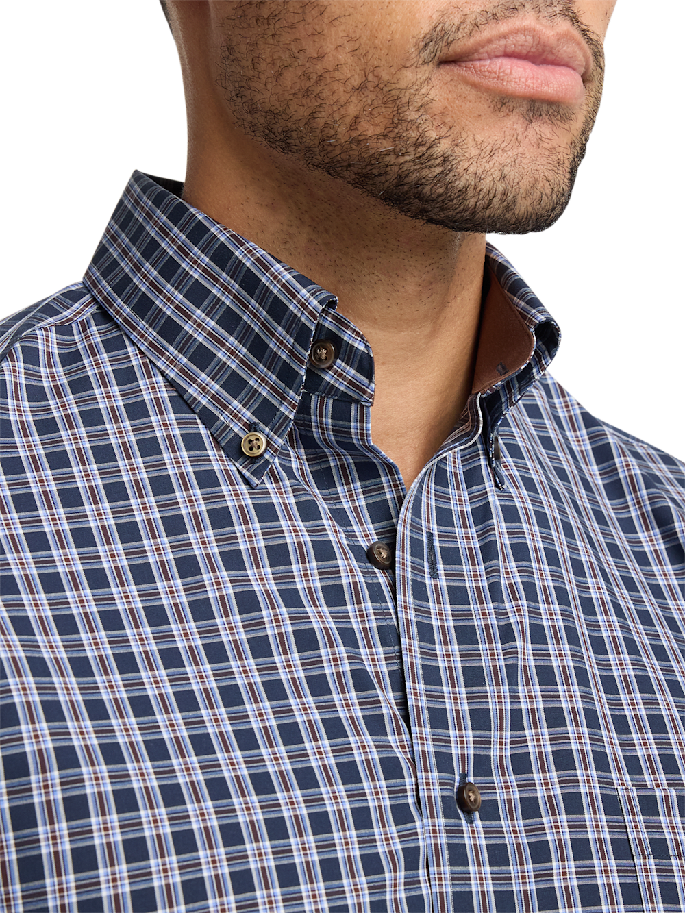 Alternate Image of Non-iron Cotton Plaid Dress Shirt With Contrast Trim-2