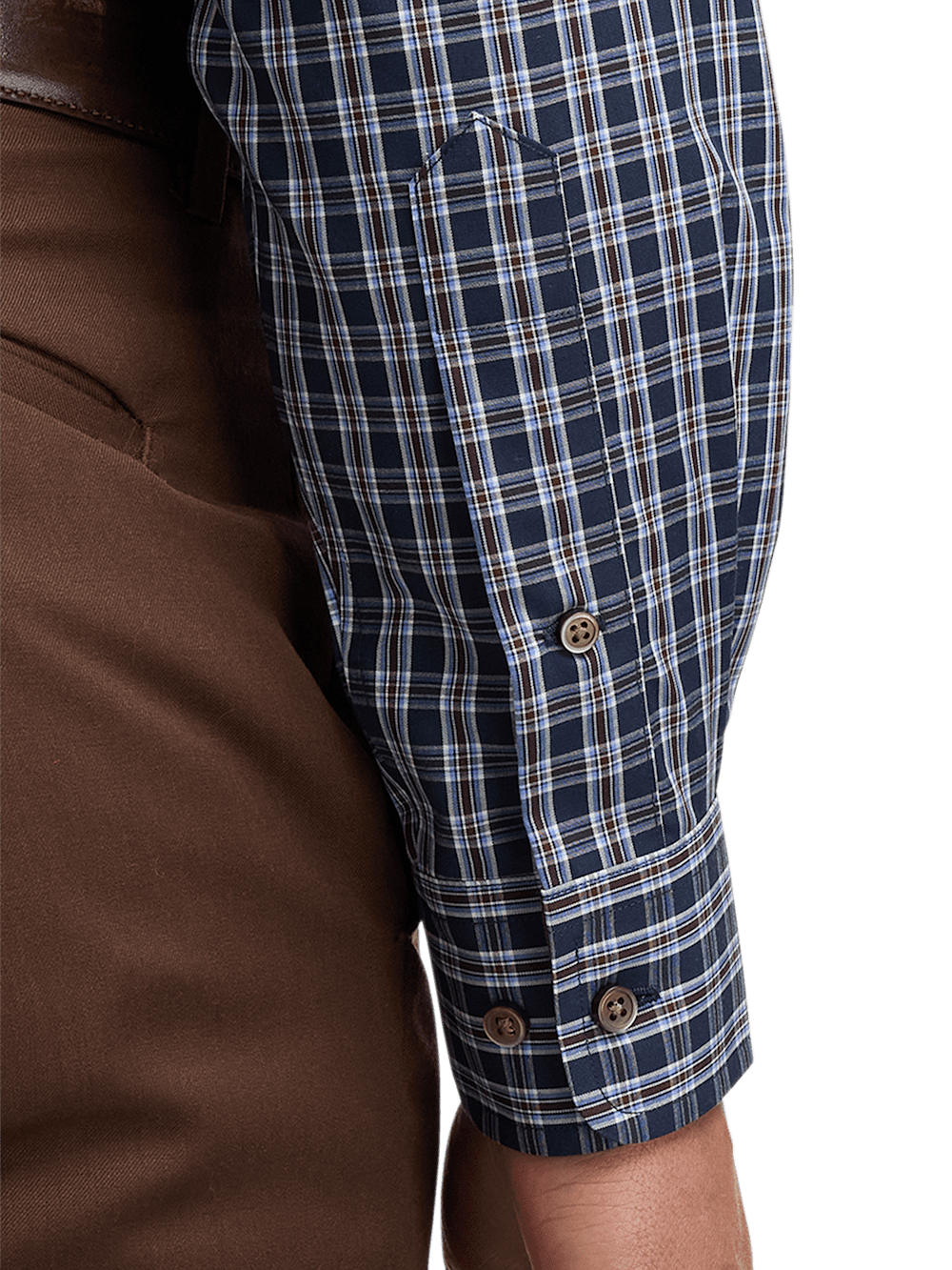 Alternate Image of Non-iron Cotton Plaid Dress Shirt With Contrast Trim-3