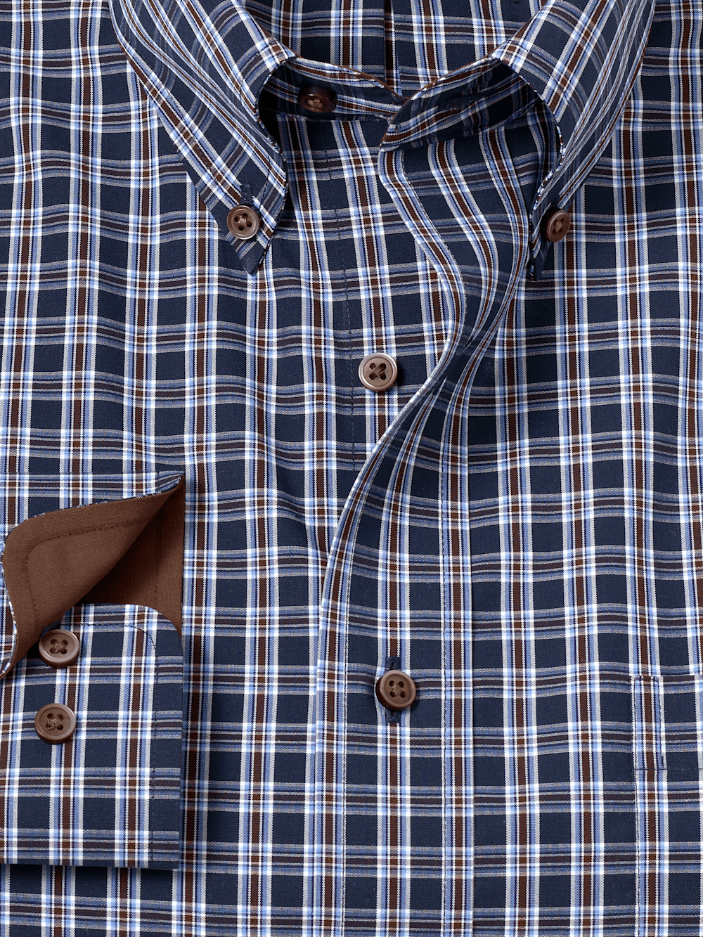 Alternate Image of Non-iron Cotton Plaid Dress Shirt With Contrast Trim-5