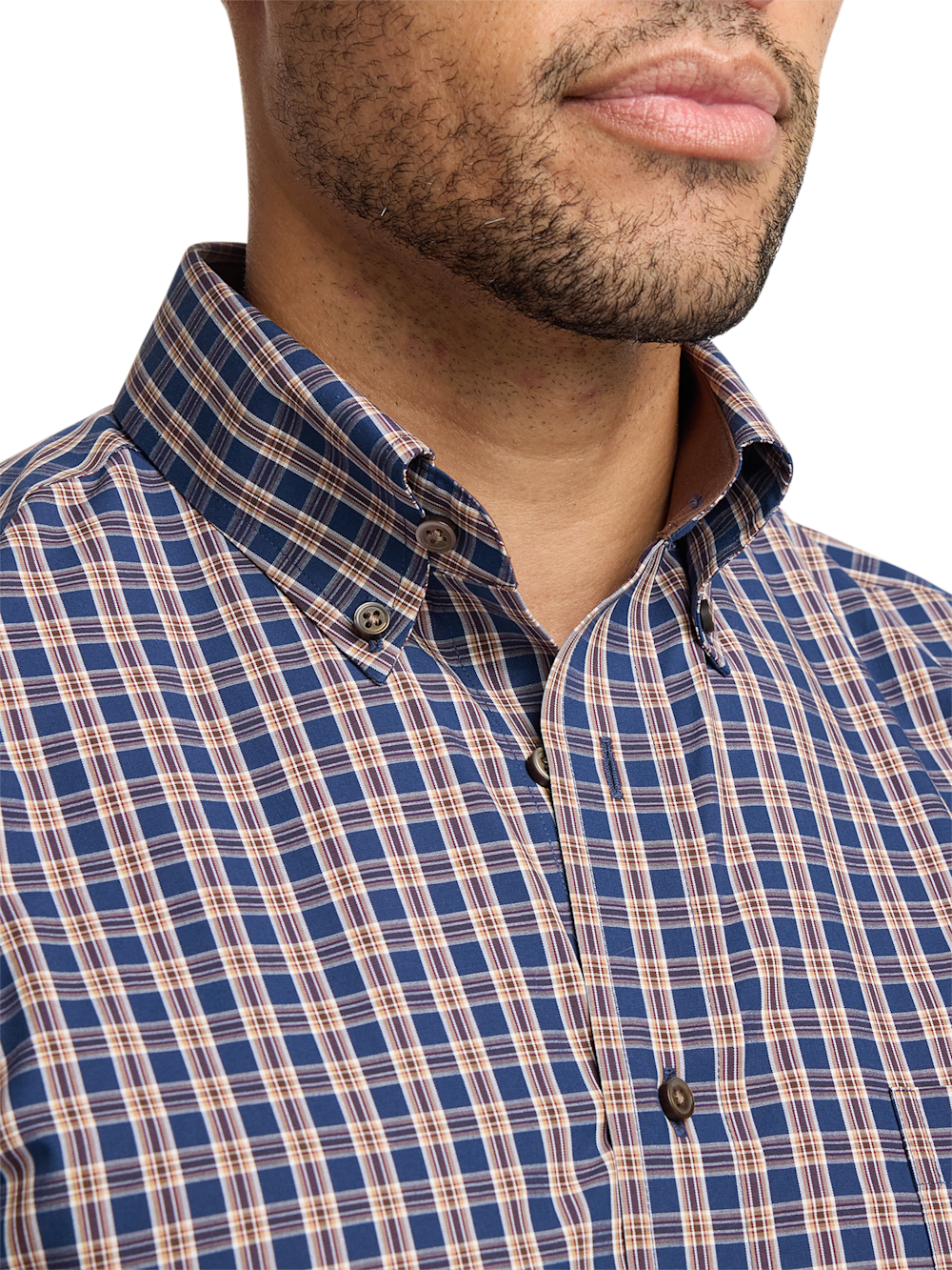 Alternate Image of Non-iron Cotton Plaid Dress Shirt With Contrast Trim-2