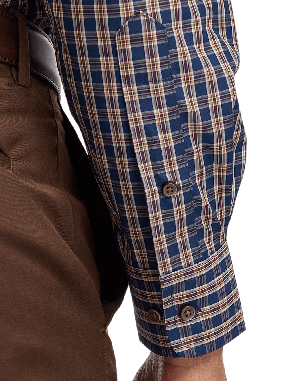 Alternate Image of Non-iron Cotton Plaid Dress Shirt With Contrast Trim-3