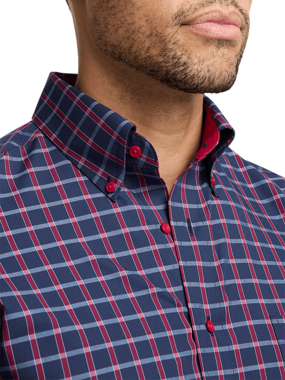 Alternate Image of Non-iron Cotton Plaid Dress Shirt With Contrast Trim-2