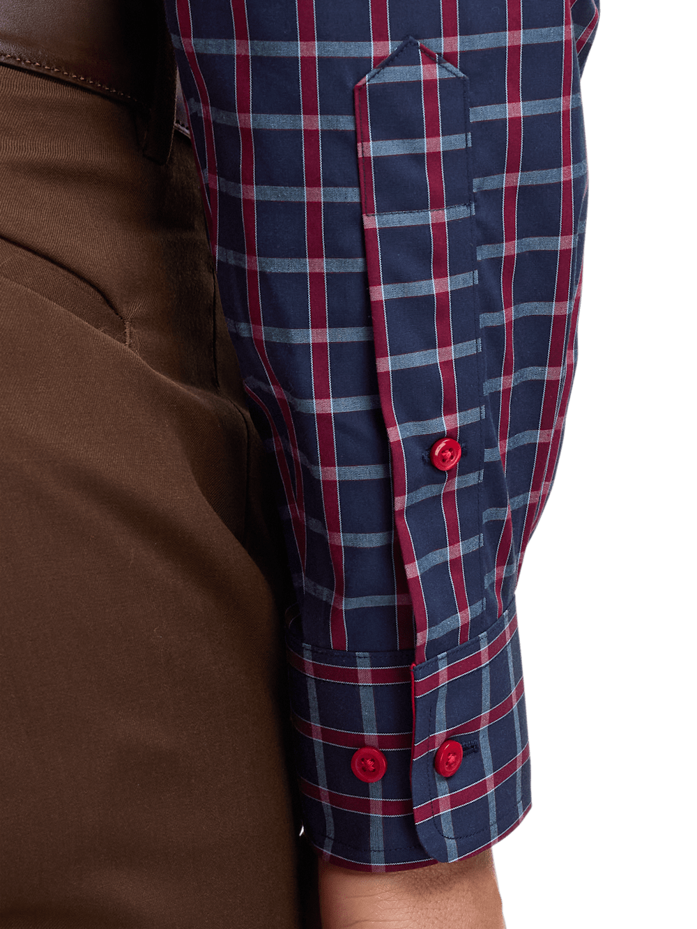 Alternate Image of Non-iron Cotton Plaid Dress Shirt With Contrast Trim-3