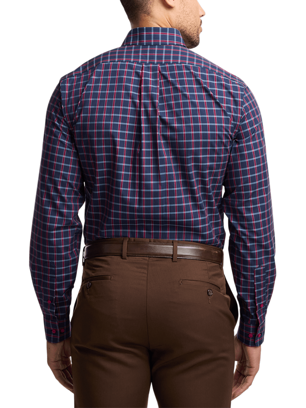 Alternate Image of Non-iron Cotton Plaid Dress Shirt With Contrast Trim-4