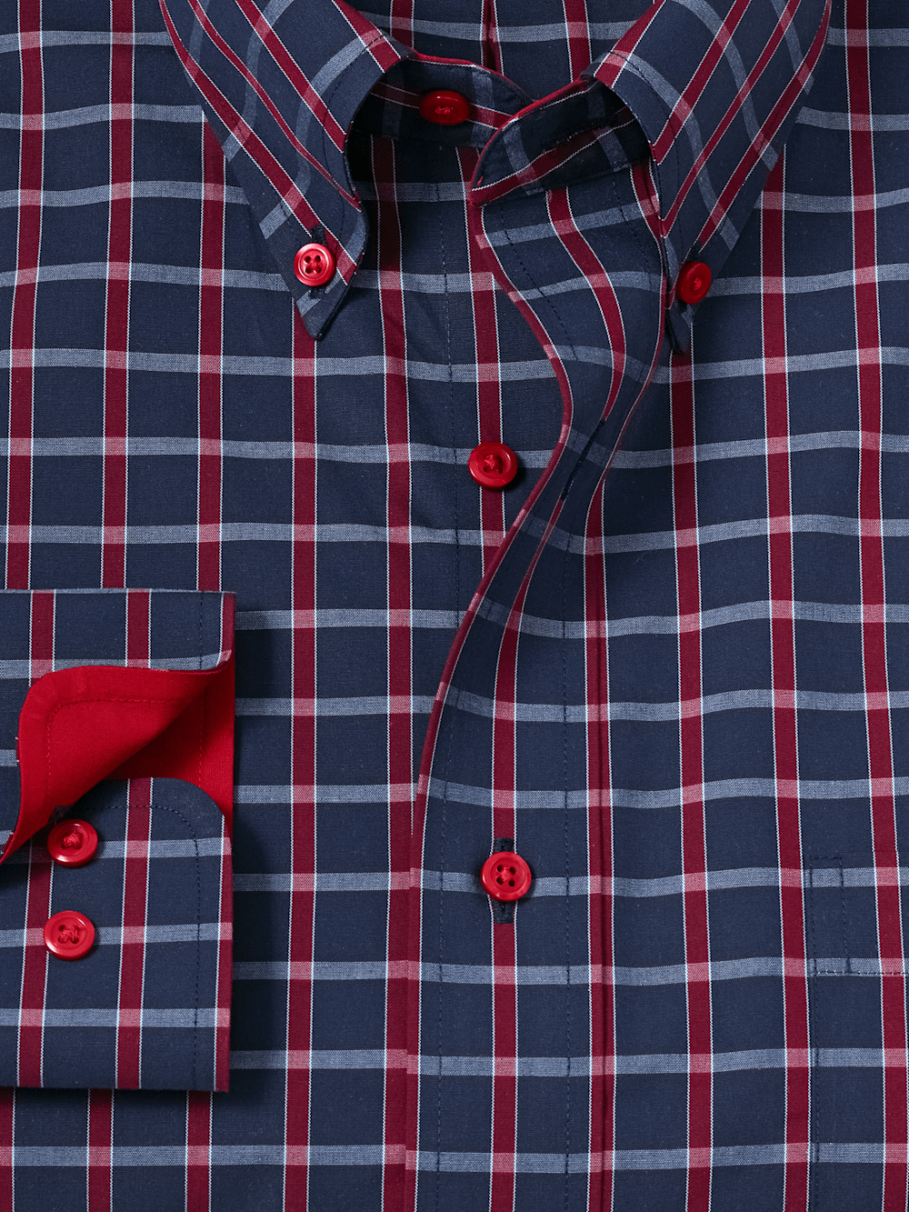 Alternate Image of Non-iron Cotton Plaid Dress Shirt With Contrast Trim-5