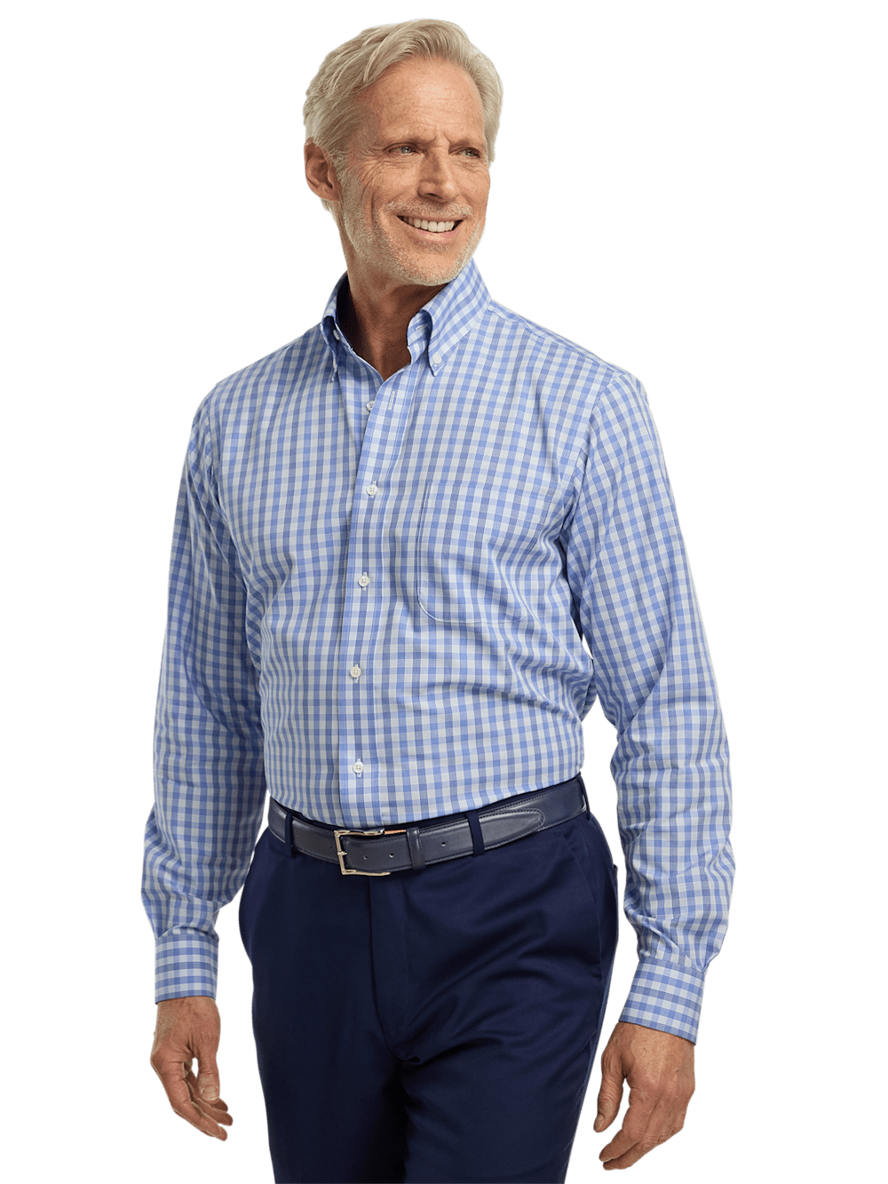 Alternate Image of Non-iron Cotton Plaid Dress Shirt With Contrast Trim-1