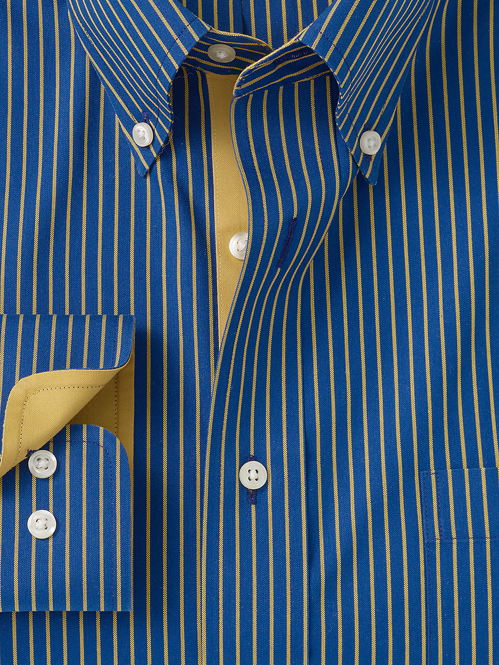 Alternate Image of Non-iron Cotton Stripe Dress Shirt With Contrast Trim-1