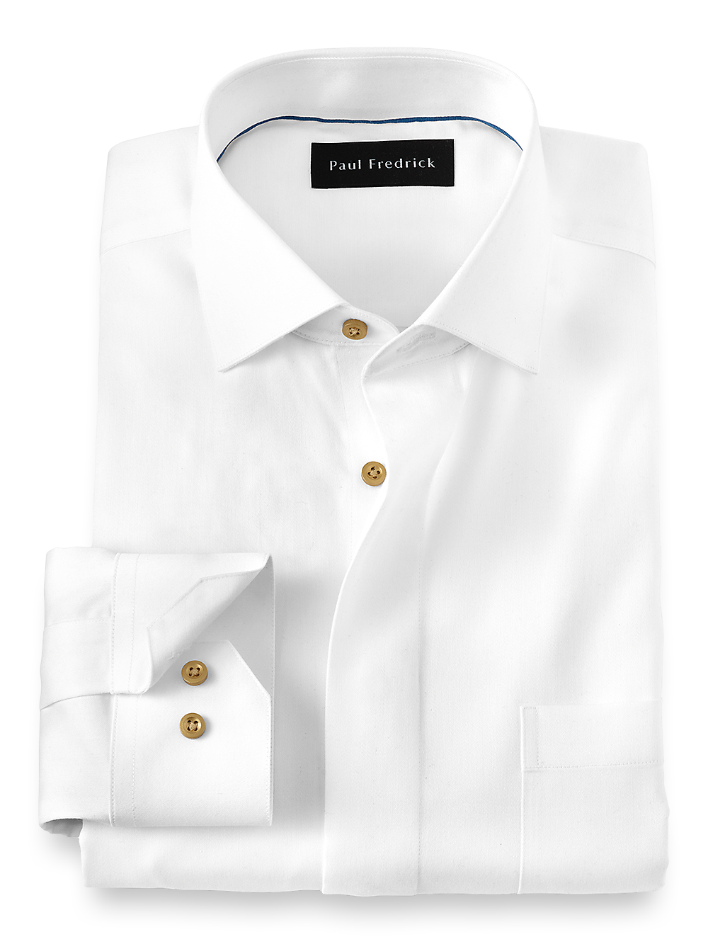 Product Image of Non-iron Cotton Solid Dress Shirt With Contrast Trim-White