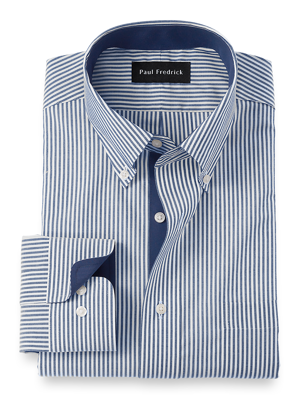 Product Image of Non-iron Cotton Bengal Stripe Dress Shirt With Contrast Trim-1