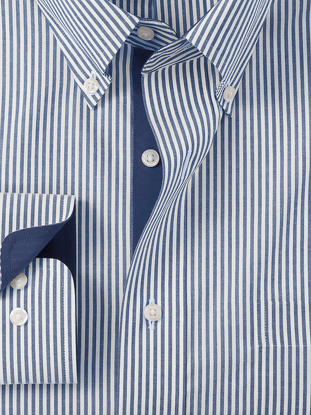 Alternate Image of Non-iron Cotton Bengal Stripe Dress Shirt With Contrast Trim-1