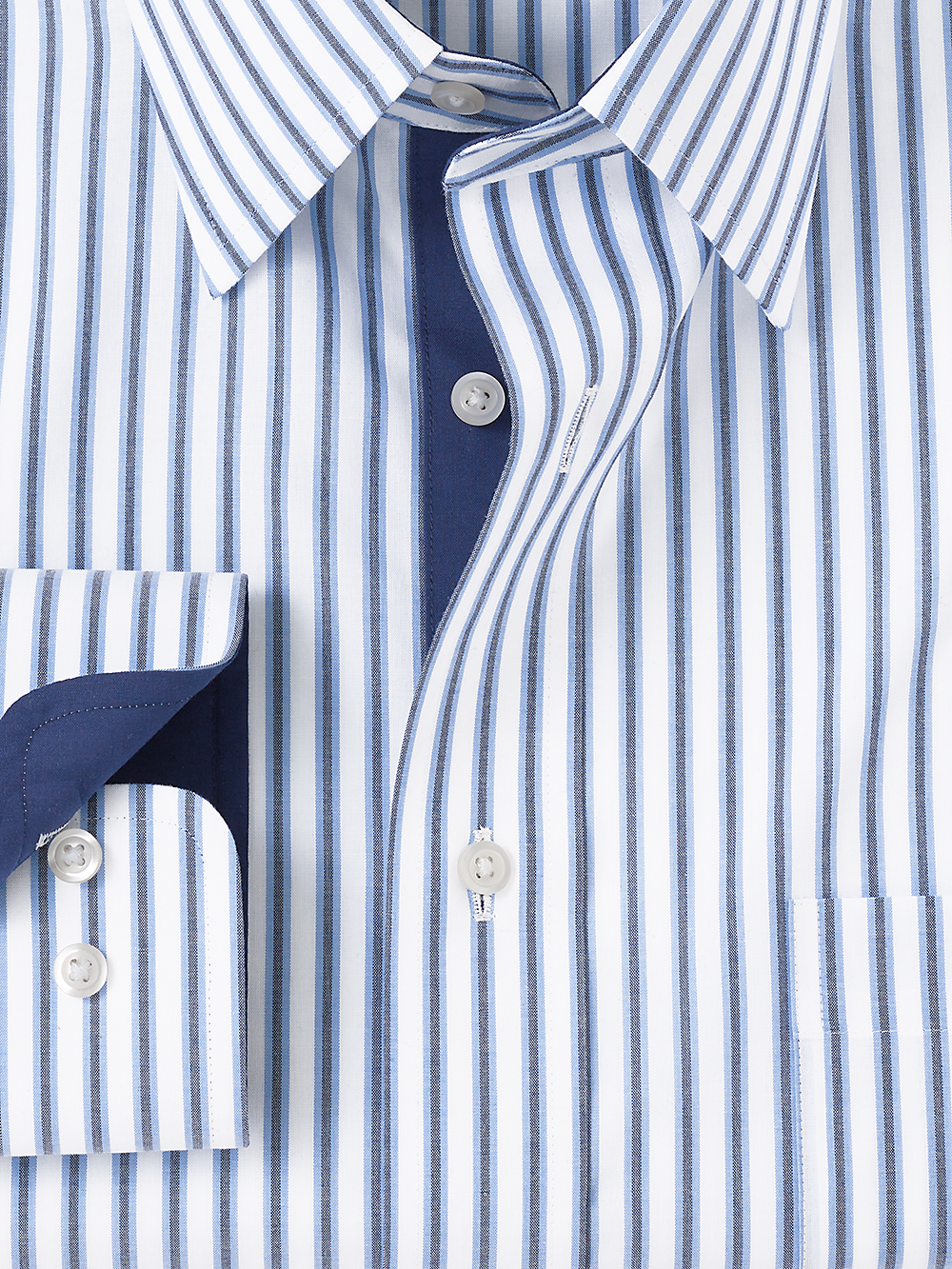 Alternate Image of Non-iron Cotton Stripe Dress Shirt With Contrast Trim-5