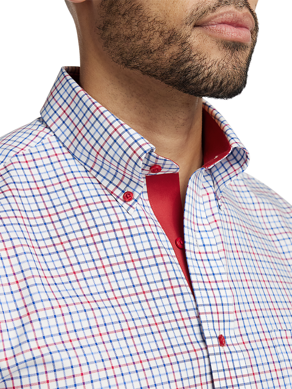 Alternate Image of Non-iron Cotton Tattersall Dress Shirt With Contrast Trim-2