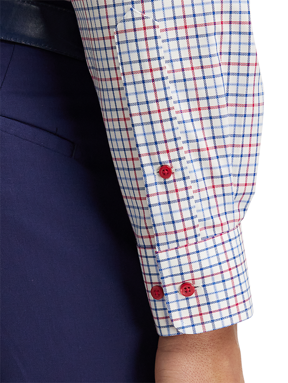 Alternate Image of Non-iron Cotton Tattersall Dress Shirt With Contrast Trim-3