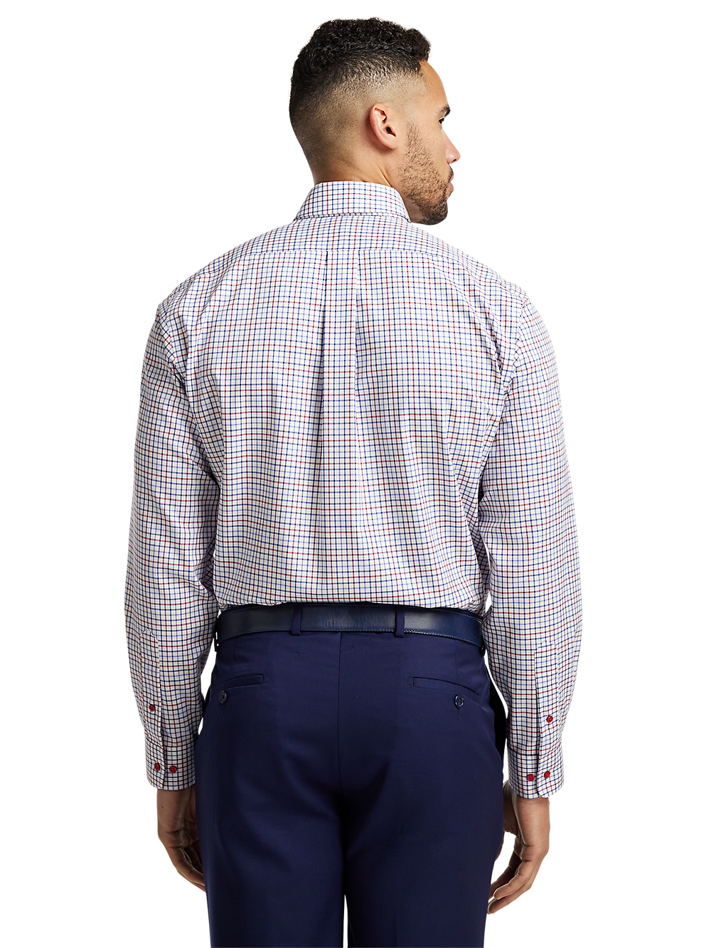 Alternate Image of Non-iron Cotton Tattersall Dress Shirt With Contrast Trim-4