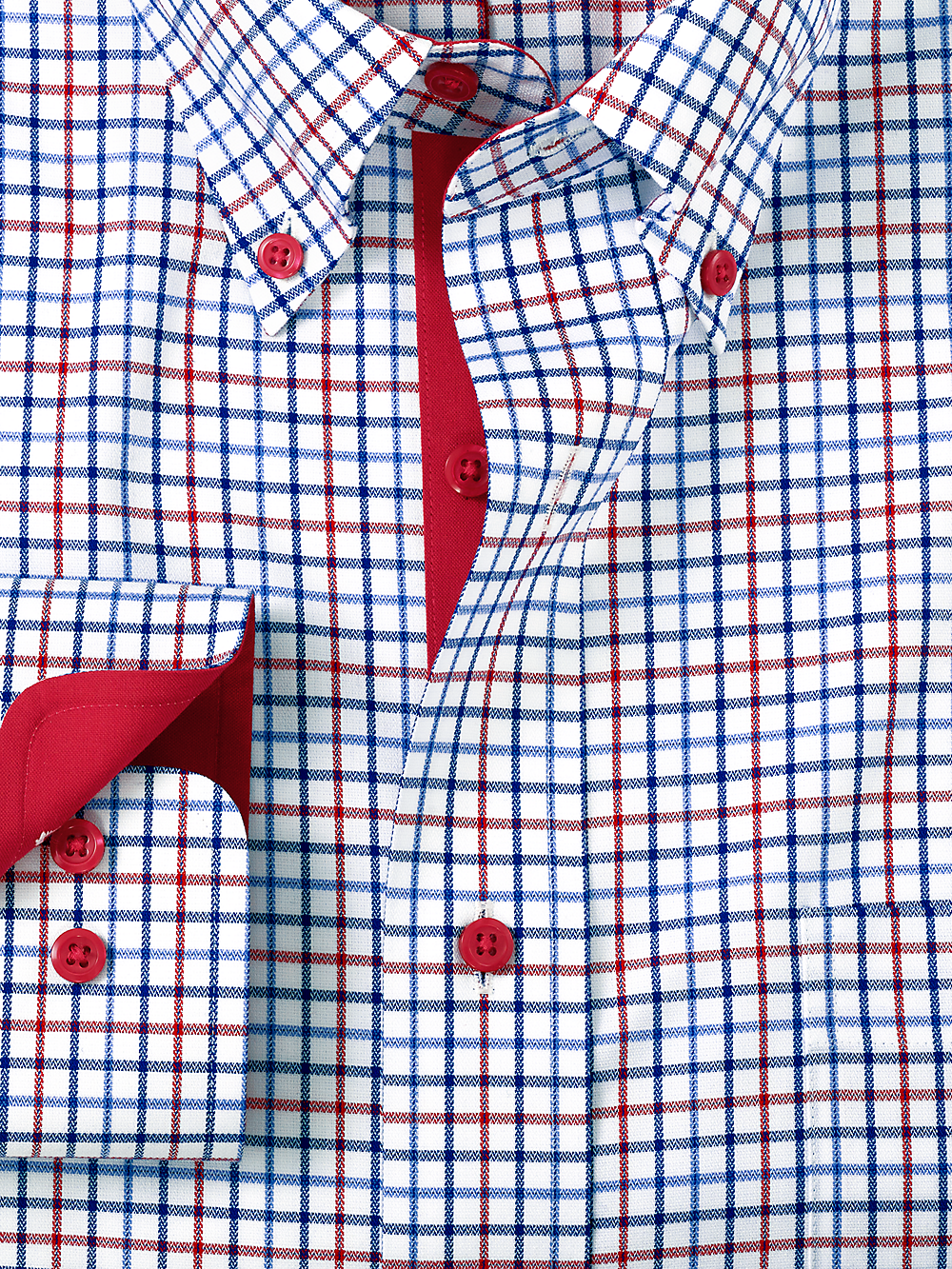 Alternate Image of Non-iron Cotton Tattersall Dress Shirt With Contrast Trim-5