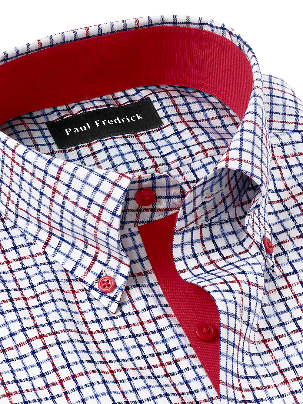 Alternate Image of Non-iron Cotton Tattersall Dress Shirt With Contrast Trim-6