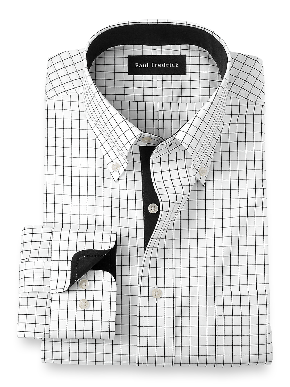 Product Image of Non-iron Cotton Check Dress Shirt With Contrast Trim-Black