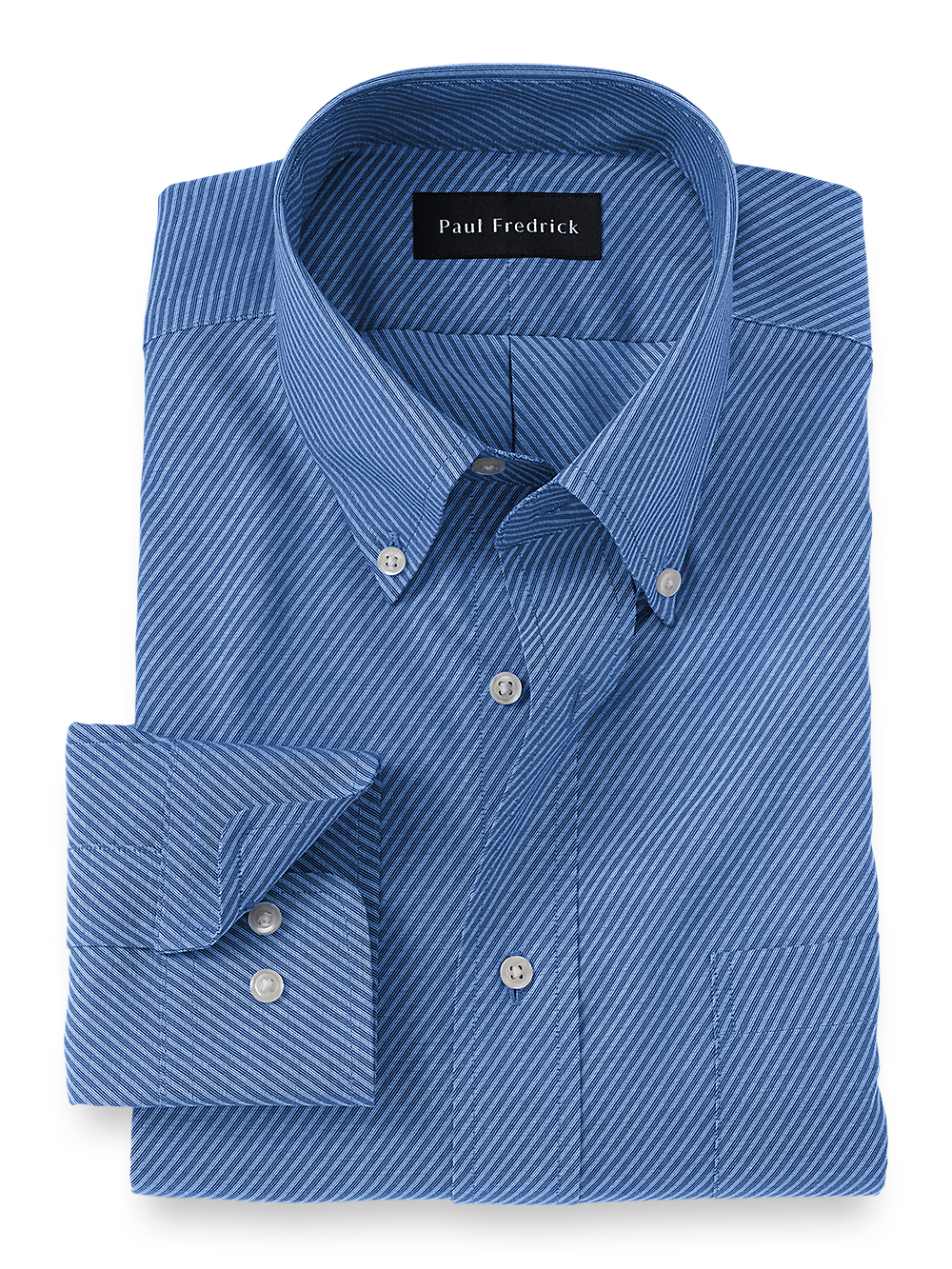 Product Image of Non-iron Cotton Stripe Dress Shirt-Blue