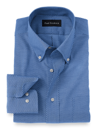 Non-Iron Cotton Stripe Dress Shirt - Blue